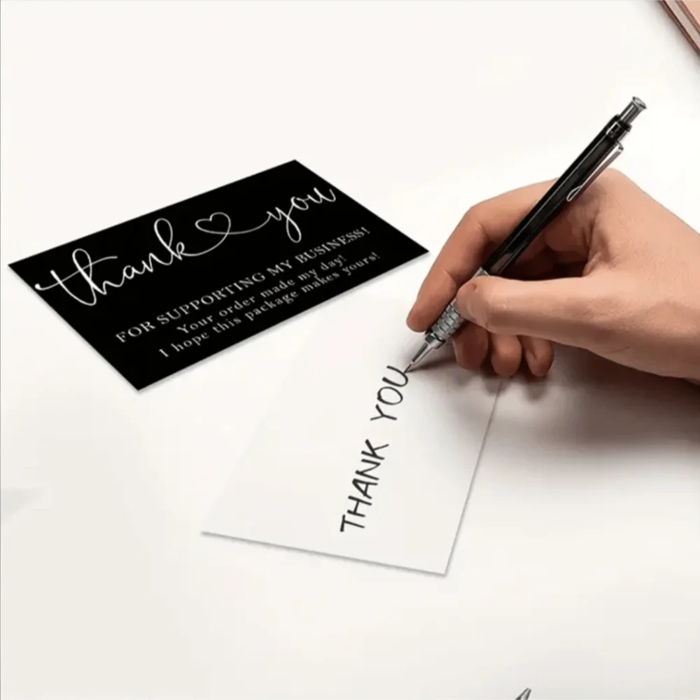 ★ 25 Black Thank You Cards Small Business Packaging Inserts Elegant